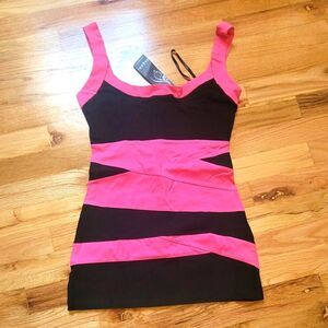 NWT PAgANI Bengaline Bandage Tank Pink Black 10
